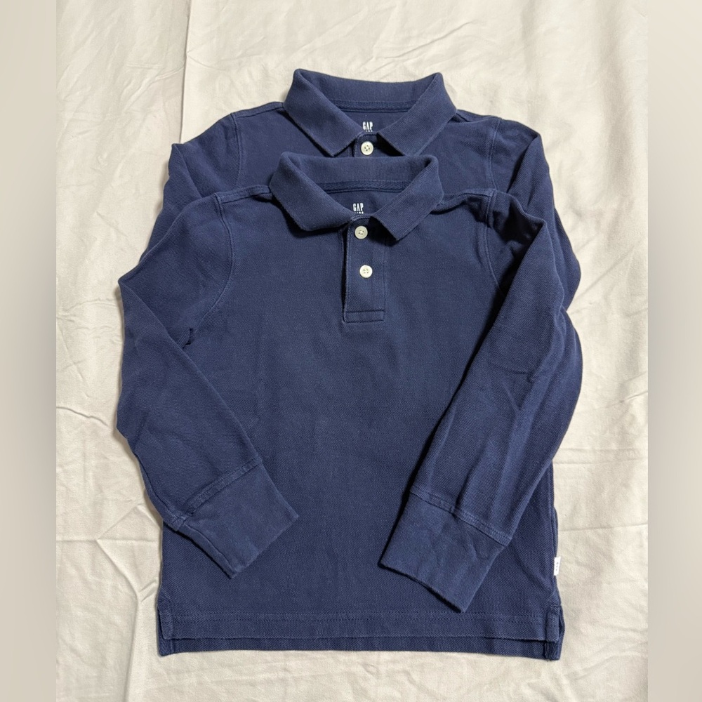 GAP Blue Polo Long-Sleeve Shirt Classic Design